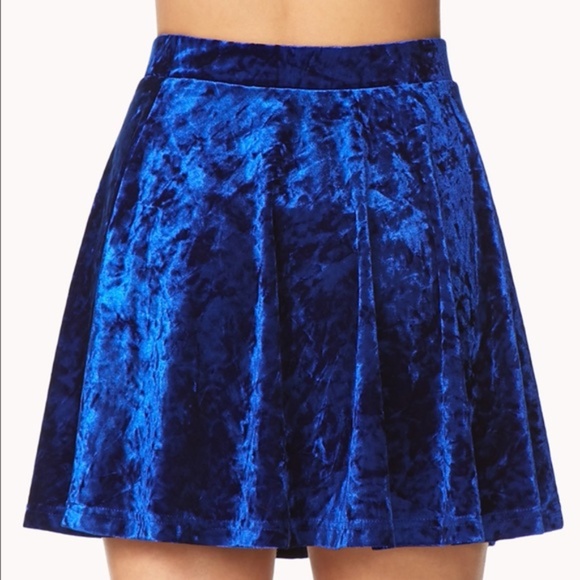 Forever 21 Dresses & Skirts - Royal Blue Velvet Skater Skirt